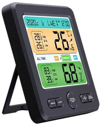 Orologio Igrometro Digitale Nero Grande Display per Ambienti