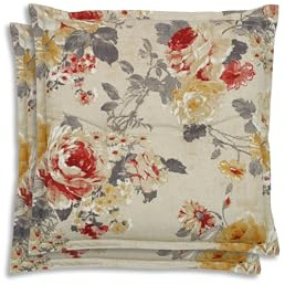 GO-DE Textil Bequeme und attraktive Polsterauflagen für Gartenhocker (2er-Set, Blumen bunt beige, Hocker)