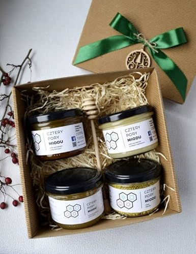 Maxi-Honig-Geschenkset | 3 Sorten Honig 280g & 1 Bienenpollen 130g | Süße & gesunde Geschenkidee | Hochwertige Verpackung | 100% natürlich