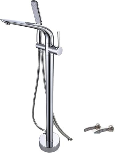 Grifo Bañera Exenta, Grifería Exenta de Bañera, Grifo de bañera de pie Grifo de bañera giratorio de doble control Juego de ducha for baño(Brushed Nickel)
