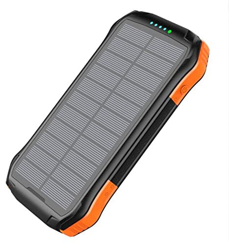 Power Bank Solar Charger, Solar, Quick Charge Qi Wireless Portable Charger LED Flashlight, Outdoor Camping,Orange
