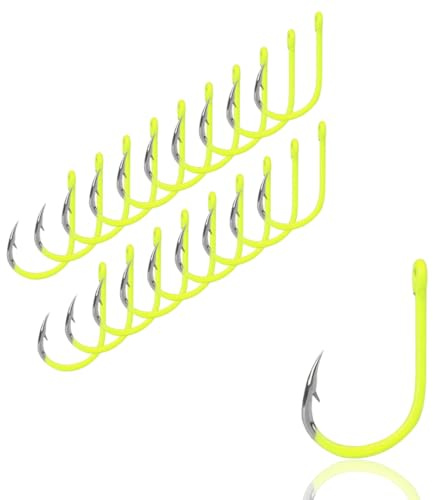 AMZfishing 40 ganci per trote attivi, affilati al laser, ideali per impasti per trote e esche naturali, ami da pesca per trote, ganci per trote, esche per lago della trota (giallo: 10 x 4,6,8,10)
