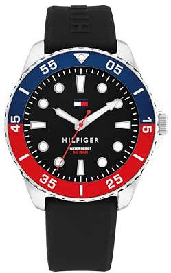 Tommy Hilfiger Uhr mit DREI-Zeiger-Quarzwerk für Herren mit Edelstahlarmband oder Silikonarmband