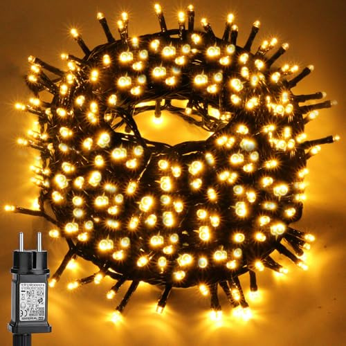 VSTKEN Luces Árbol Navidad con Enchufe, 30M 300LEDs Luces para Árbol de Navidad, 8 Modos Luz navidad Exterior Blanco Cálido Impermeables IP44 para Decoración de Árboles Interior/Exterior
