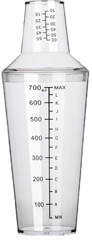 BSTCAR Shaker per cocktail da 700ml con bilancia, tazza di plastica trasparente Shaker Filtro Tazze di miscelazione per Mar tini Bevande Cocktail Making Kit