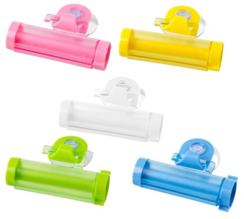 TOBBOMEY Presse-tube de Dentifrice à Ventouse Lot de 6 Pièces en Abs, Design Chic et Fonction Rapide, Économise du Dentifrice pour Salle de Bain Pratique Couleur Aléatoire
