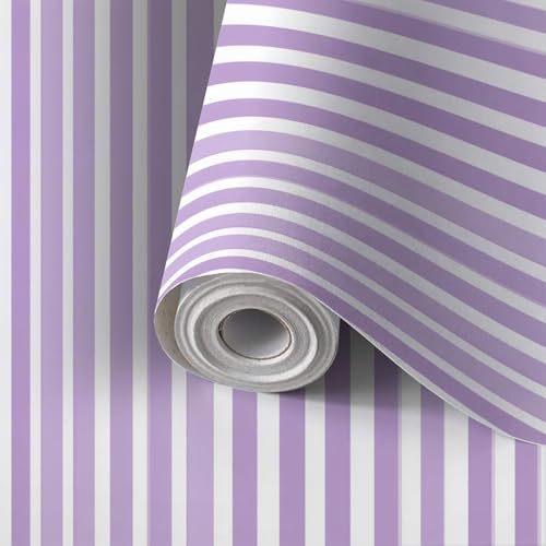 Peel and Stick Wallpaper Self Adhesive Seamless geometric stripes lavender purple for decor textiles Wall Mural Removable Renter Friendly Wallpaper Contact Paper for Cabinets Kitchen 17.7''x118''