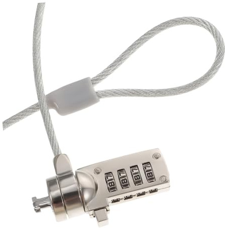 HONMEET Candado Cable para Portátil De 1,8 m y 3,5 Mm De Diámetro para Profesionales Diseño De Botón Bloqueo Contraseña 4 Dígitos Uso Oficina y Hogar Color Negro
