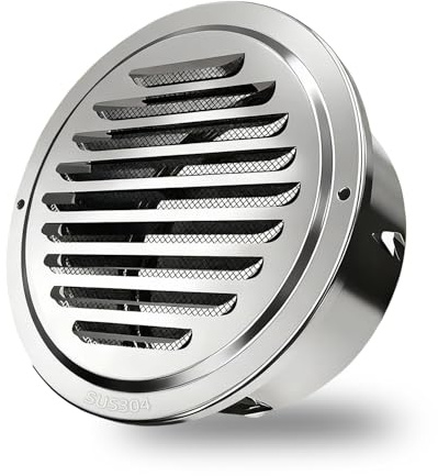 Rejilla ventilacion,Rejilla Redonda para Ventilación 110mm Acero Inoxidable | Acero Inoxidable Antióxido con Malla Antimosquitos,Ideal para Pared Exterior, Cocina, Baño y Chimenea