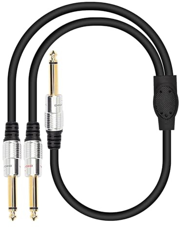GERUI Presa stereo TRS da 6,35 mm, jack audio mono maschio 1/8, 3,5 mm, Trs Dual 1/4, 6,35 mm, cavo Ts stereo, per amplificatori, mixer, chitarre, durevole