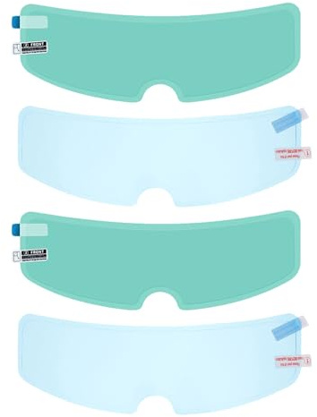 Healvian Lot de 4 Films Antibuée et Imperméables pour Visière de Casque de Moto Film Autocollant en Pet Compatible Protection Pluie et Buée pour Toutes Conditions Météo