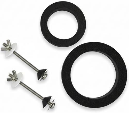 Kit Cisterna WC Universal Reparación Inodoro y Fijación Cisterna – Juntas de Espuma 110 mm y 80 mm + Tornillos Inox 90 mm M6 y Arandelas – Juego Universal para Sellar Depósito y Evitar Fugas de Agua