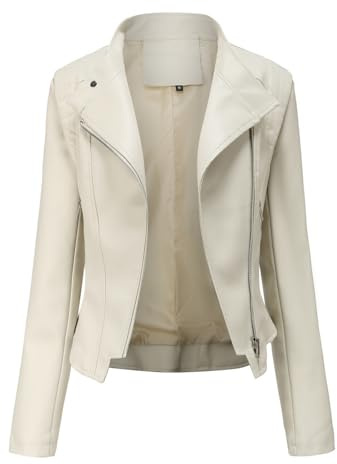 Generico Giacca Pelle Donna in Bomber Eleganti Giacchetto Similpelle Leggera Giubbotto Giubbino Curvy Jacket Primaverile Elegante Ecopelle Giacchino Corta Moto Leggero