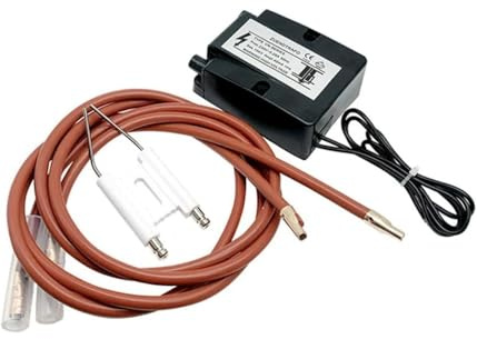 Trasformatore di accensione ad alta tensione, 230 V, 15 kV, trasformatore bipolare, con fili e perno di accensione, adatto per bruciatori, caldaie e impianti di combustione, 1 pezzo