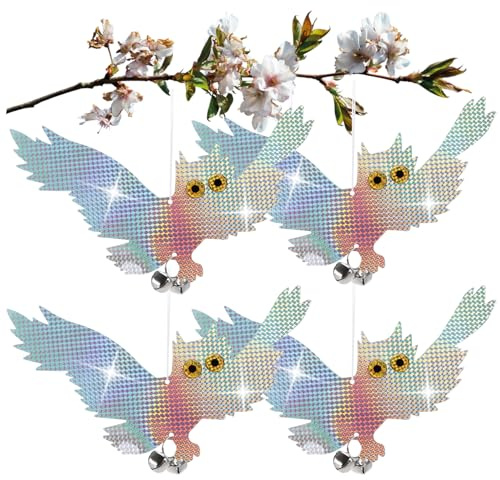 com-four® 4x gufo finto per allontanare uccelli, rapace artificiale