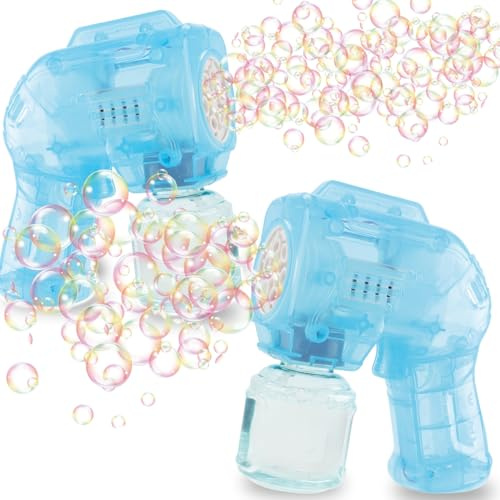 Blubbel 2X Seifenblasenpistole Set, LED Seifenblasenmaschine, 50ml Seifenblasenflüssigkeit Tank, Seifenblasen Pistole, Blasen Kanone, Luftblasen Bubble Gun, Geschenke für Kinder Hochzeit