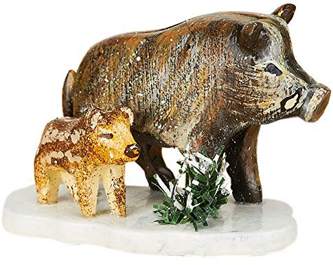 Hubrig Neuheit 2014 - Winterkinder, 1x Figur Wildschweine, Höhe: ca. 2,8cm, Erzgebirge