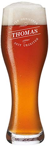 Leonardo Weizenbierglas mit Gravur - Glas 0,5l - Weizenglas personalisiert - Biergeschenke Geschenkidee - Bierglas für Männer zum Geburtstag - Motiv Geniesser seit Urzeiten