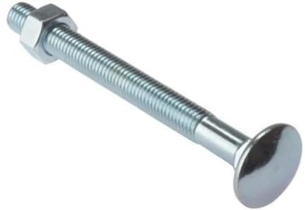 Merriway BH02154 (2 Pcs) Carriage Bolts with Nuts, M8 x 100mm (5/16 inch x 4 inch) Zinc Plated - Pack of 2 Pieces