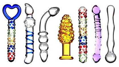 Sawekin 7 Stück Glasdildo Kristallglasdildo G-Punkt Penis Anal Butt Plug Masturbation Stimulator SM Spielzeug Sexspielzeug macht Sex Spaß