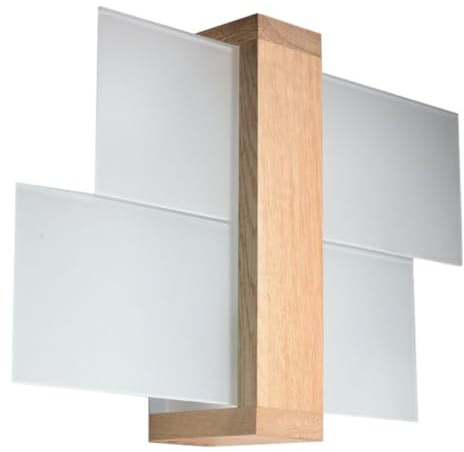 Sollux Lighting Wandleuchte Innen Wandlampe Holz Glas 1 Flammig Naturholz FENIKS