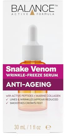 Balance Active Formula Wrinkle Filler, Anti-Ageing Serum, 30 ml Snake Venom Face Serum with Peptides & Marine Collagen