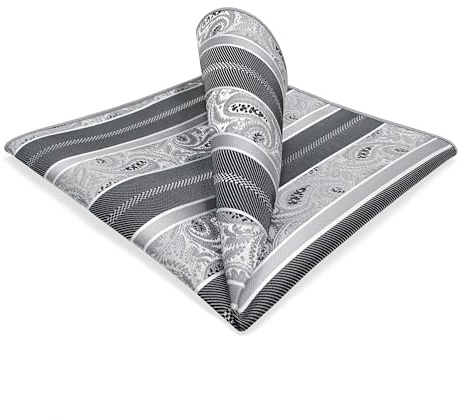 Shlax&Wing Nuevo Clásico Hombre Seda Pañuelo De Bolsillo Para Gris Rayas Cachemir 32cm