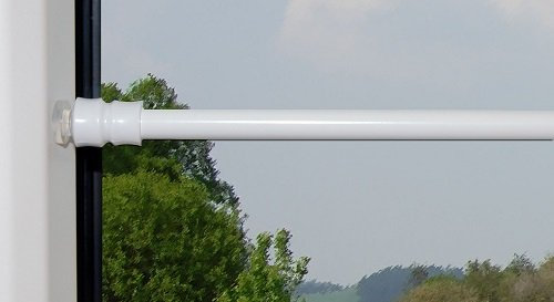 Jellinghaus Sonnenschutz Klemmstange Flex mit Saugknopf in Silber oder weiß für Fenster Gardinen Vitragen 40-60 cm, 60-90 cm, 80-120 cm (weiß, 40-60 cm)