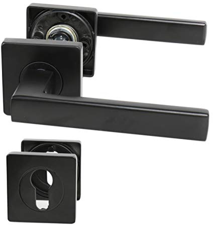 Türdrücker Türklinke Türbeschlag Türknauf Schwarz matt BB/PZ/WC Modell Hera (Profilzylinder)