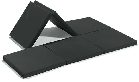 Badenia Trendline Madrid materasso pieghevole in tessuto, pouf letto ospiti 6 parti, rivestimento grigio e materasso nero, Grigio, Oeko-Tex, Qualità tedesca