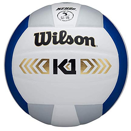 Wilson, Palla da pallavolo, K1 Gold, Blu/Bianco/Argento, Pelle, Indoor, Dimensioni ufficiali, WTH1895A3XB