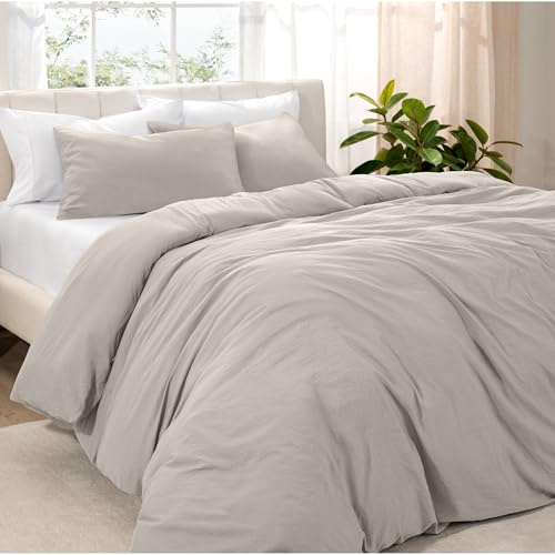 Bare Home Duvet Cover Set King Size - Premium 1800 Ultra-Soft Duvet Cover Set - Lightweight - Cooling Duvet Cover - Bed Duvet Cover with 2 Pillowcases (King, Sandwashed Fog)