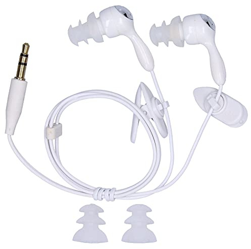Écouteurs étanches Sous-marins avec 2 Clips/remplacez les Bouchons D'oreilles pour les Nageurs, écouteurs Intra-auriculaires étanches avec Câble D'extension Audio Stéréo pour(blanche)