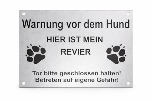 Warnschild Warnung vor dem Hund, Tor geschlossen, Betreten Verboten, Schild Hundeschild Silber (30x20cm selbstklebend)