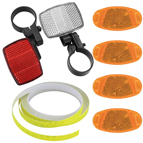 7 Piezas Reflectores de Bicicleta, Conjunto de Reflector de Bicicleta, Reflector de Bicicleta Delantero y Trasero Reflector de Radios de Coche Accesorios para Bicicleta de Montaña Carreras