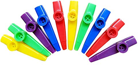 Kazoos - Strumenti musicali in diaframmi per flauto Kazoo per regali, premi e bomboniere, 5 colori (10 pezzi)
