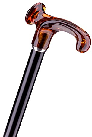 Gehstock Relax OSTSEE GOLD, anatomischer Griff Bernstein- Optik, Metallstock schwarz, verstellbar 78-100 cm, stabiler Gummipuffer., Tragerichtung:RECHTS