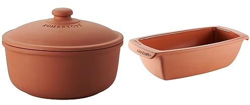 Römertopf Brotbacktopf aus Naurton für ein natürliches Backerlebnis, Brotbackform Ø 23,0cm & Brotbackform aus Keramik Kastenform für 1Kg Backgut 31,5cm Brottopf zum Backen von Brot & Kuchen