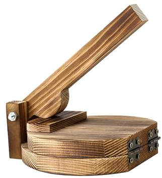 Ioensy Máquina de albóndigas de Prensa de Tortilla de Madera, Presor de Piel de Bola de masa Multifuncional Presor de Tortillera Mexicano para Restaurante, Redondo