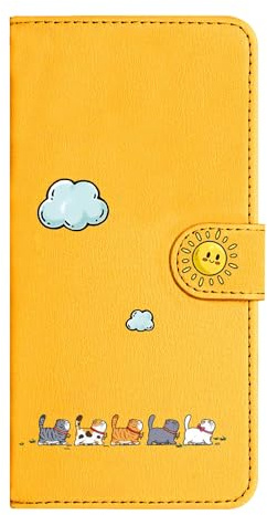 Nokverzy Cover per Samsung S22 Ultra 5G(6.8) Magnetica Cavalletto Flip Porta Carte Cover Pelle per Samsung Galaxy S22 Ultra 5G(6.8) Custodia Cellulare Portafoglio Pieghevoli Cordini Gatti Giallo
