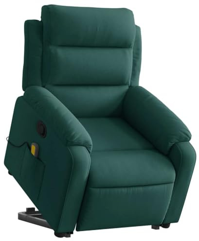 vidaXL Massagesessel mit Aufstehhilfe Dunkelgrün Samt