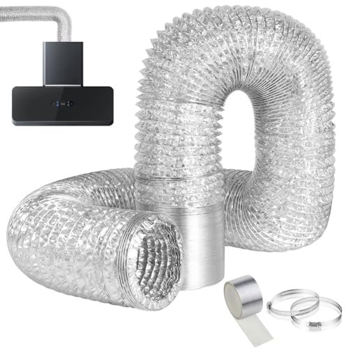 Adiwo Conduit d'Air Flexible, Tuyau de Ventilation Ø 150mm, 3m Tuyau Ventilation en Aluminium, Tuyau d'Élvacuation en Aluminium Chauffage et Climatisation Seche Linge Ventilateur Extracteur Air,Argent