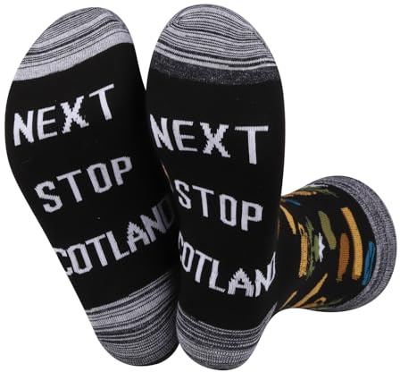 JXGZSO Scotland Symbols Souvenir Gift Next Stop Scotland Socks Scotland Trip Gift Scotland Travel Lover Socks Traveler Gifts