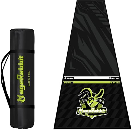 MageRabbit DartMatte 65x295cm,Dartteppich mit Abwurflinie,rutschfeste Teppichmatte für Boden und Dartspitzen Schutz,Dartteppich mit Oche,Dartscheibe Matte