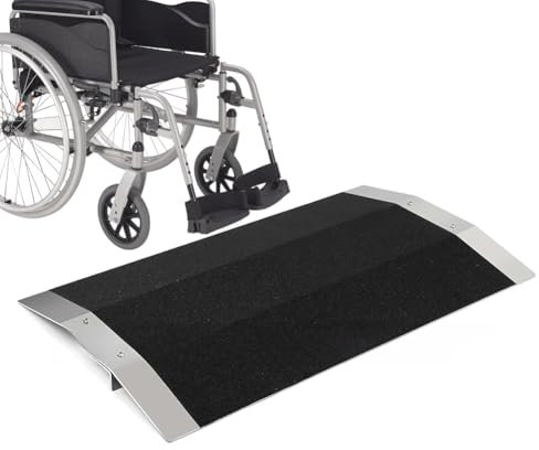 Warmiehomy 80CM x 40CM x 4.5CM Wheelchair Ramp Threshold Ramp for Doorways Doorstep 300KG Loading Capacity Aluminum Alloy Bridge Ramps for Wheelchair Motorbike Bike Stroller