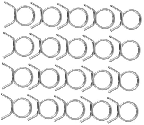 CAXUSD 100pcs Stainless Steel Double Coil Spring Hose Clamps 7mm Inner Diameter Leak-Proof Irrigation Clip for Garden Air Tubing Fasteners Silver