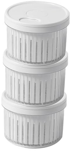 DECHOUS 3pcs Onion Garlic Storage Containers White Vegetable Keeper Drain Food Storage for Fridge Meal Prep Organizer for Kitchen