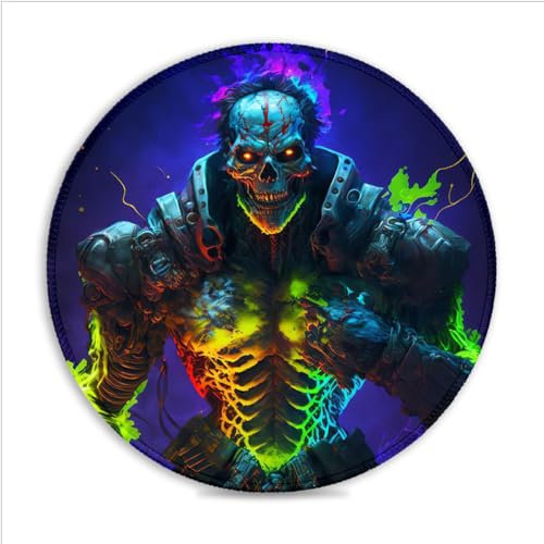 Tapis Souris Jeu Armored Zombie (20X20) CM 7.87(in) Tapis Souris Rond Tapis Souris Bord Cousu Tapis Souris en Caoutchouc imperméable antidérapant pour Souris Laser/Optique