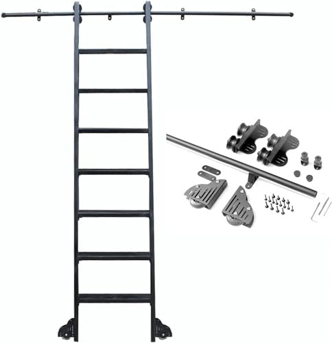 WUNMSKZR Rolling ladder Durable Retractable Hardware Kit(No Ladder) Sliding Ladder Hardware Kit Round Track/Rail, Round Tube Mobile Ladder Tracks For Home/Indoor/Loft (Size : 3ft/100cm Track Kit) (1