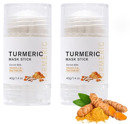 2PCS Turmeric Maske Stick, Tonerde Gesichtsmaske für Porenreinigung Gesicht & Hautpflege, Curcuma Clay Mask Peel Off Maske Gesicht für Frauen, Befeuchtende Deep Cleanse Mask Skincare Beauty